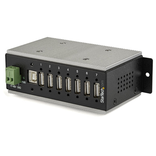 StarTech.com Hub USB 2.0 de 7 Puertos - Hub Ladrón Industrial USB-A (7x USB-A) de Metal con ESD &amp; Protección Contra 