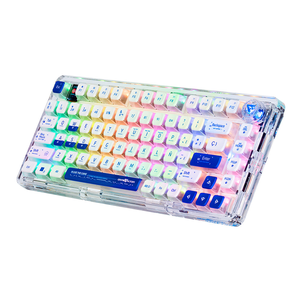 Game Factor KBG800 teclado Juego USB + Bluetooth QWERTY Español Blanco, Inalámbrico y alámbrico, Interruptor mecánico