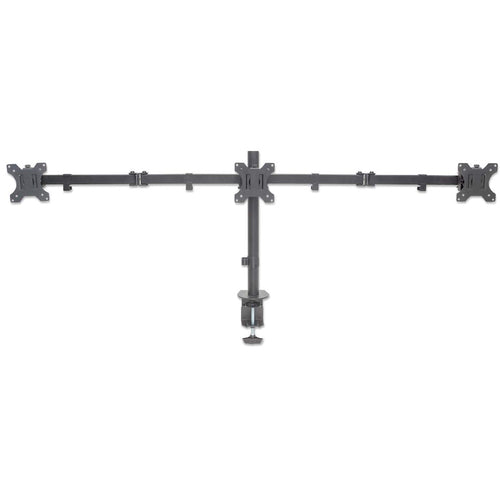 Manhattan Soporte triple de sobremesa para 3 monitores, pantallas 10"–27", montaje traseros con abrazadera, Co