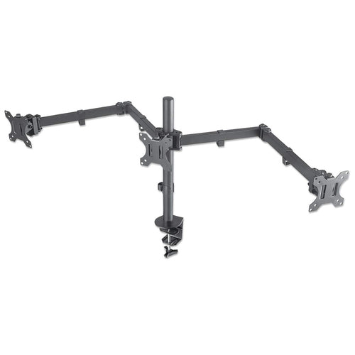 Manhattan Soporte triple de sobremesa para 3 monitores, pantallas 10"–27", montaje traseros con abrazadera, Co
