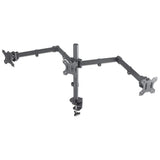 Manhattan Soporte triple de sobremesa para 3 monitores, pantallas 10"–27", montaje traseros con abrazadera, Co