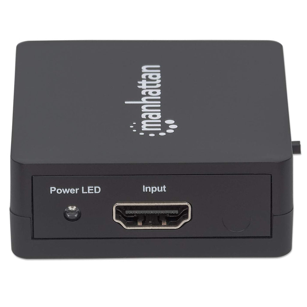 Manhattan Splitter HDMI de 2 puertos, 1080p, negro, duplica la salida de 1 fuente HDMI a 2 pantallas (misma señal en amb