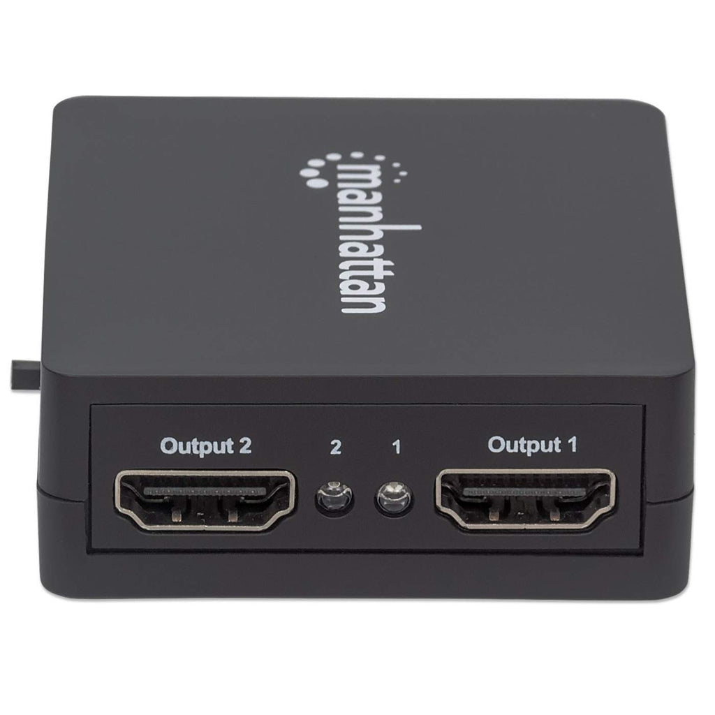 Manhattan Splitter HDMI de 2 puertos, 1080p, negro, duplica la salida de 1 fuente HDMI a 2 pantallas (misma señal en amb
