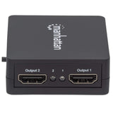 Manhattan Splitter HDMI de 2 puertos, 1080p, negro, duplica la salida de 1 fuente HDMI a 2 pantallas (misma señal en amb