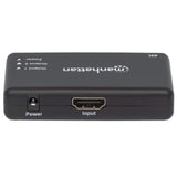 Manhattan Splitter HDMI de 2 puertos, 4K@30 Hz, duplica la salida de 1 fuente HDMI a 2 pantallas (misma señal en ambas), alimentado por CA (cable 0,9 m), negro, garantía 3 años divisores de vídeo HDMI 2x HDMI 3 Si