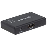 Manhattan Splitter HDMI de 2 puertos, 4K@30 Hz, duplica la salida de 1 fuente HDMI a 2 pantallas (misma señal en ambas), alimentado por CA (cable 0,9 m), negro, garantía 3 años divisores de vídeo HDMI 2x HDMI 3 Si