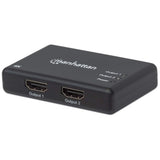 Manhattan Splitter HDMI de 2 puertos, 4K@30 Hz, duplica la salida de 1 fuente HDMI a 2 pantallas (misma señal en ambas), alimentado por CA (cable 0,9 m), negro, garantía 3 años divisores de vídeo HDMI 2x HDMI 3 Si