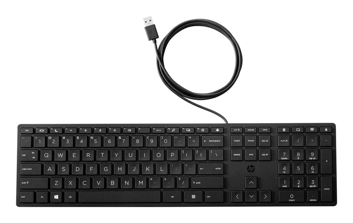 HP Teclado de escritorio 320K con cable, Tamaño completo (100%), Alámbrico, USB
