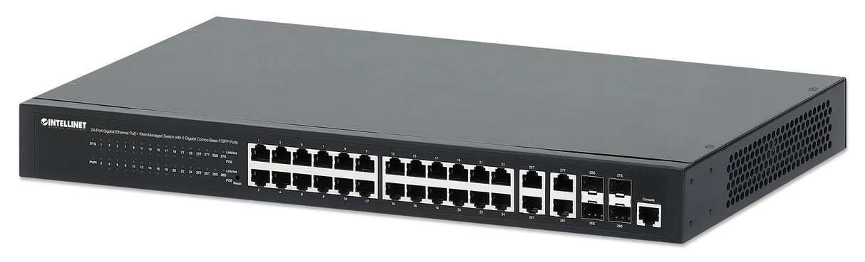 Intellinet Commutateur réseau (switch) Gigabit Ethernet PoE+ 24 ports administrable via le Web avec 4 ports combo Base-T