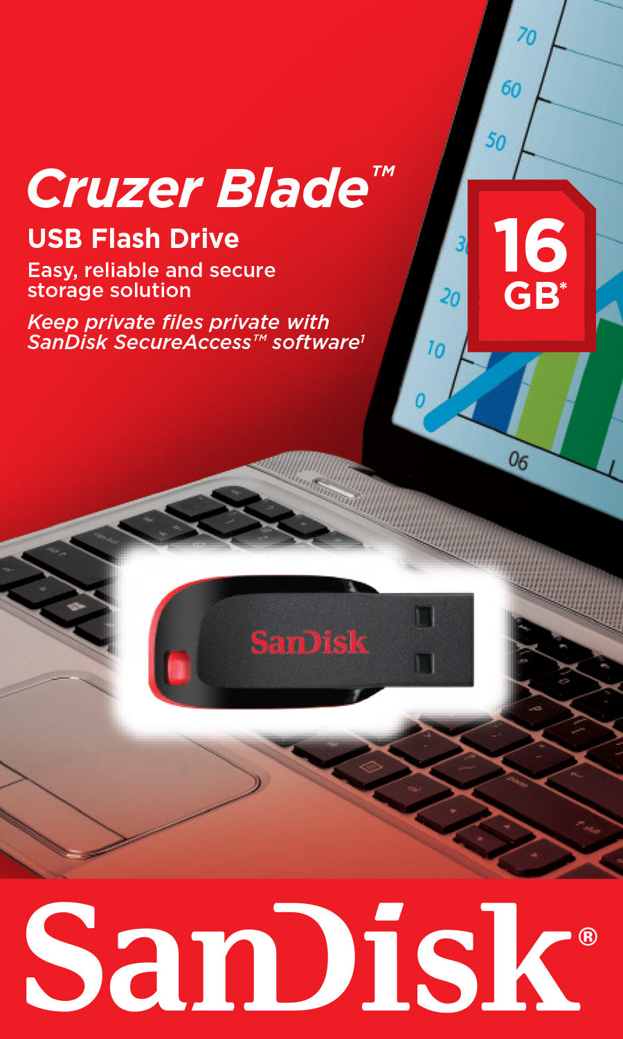 MEMORIA FLASH SANDISK CRUZER BLADE 16GB NEGRO 2.0 (SDCZ50-016G-B35)