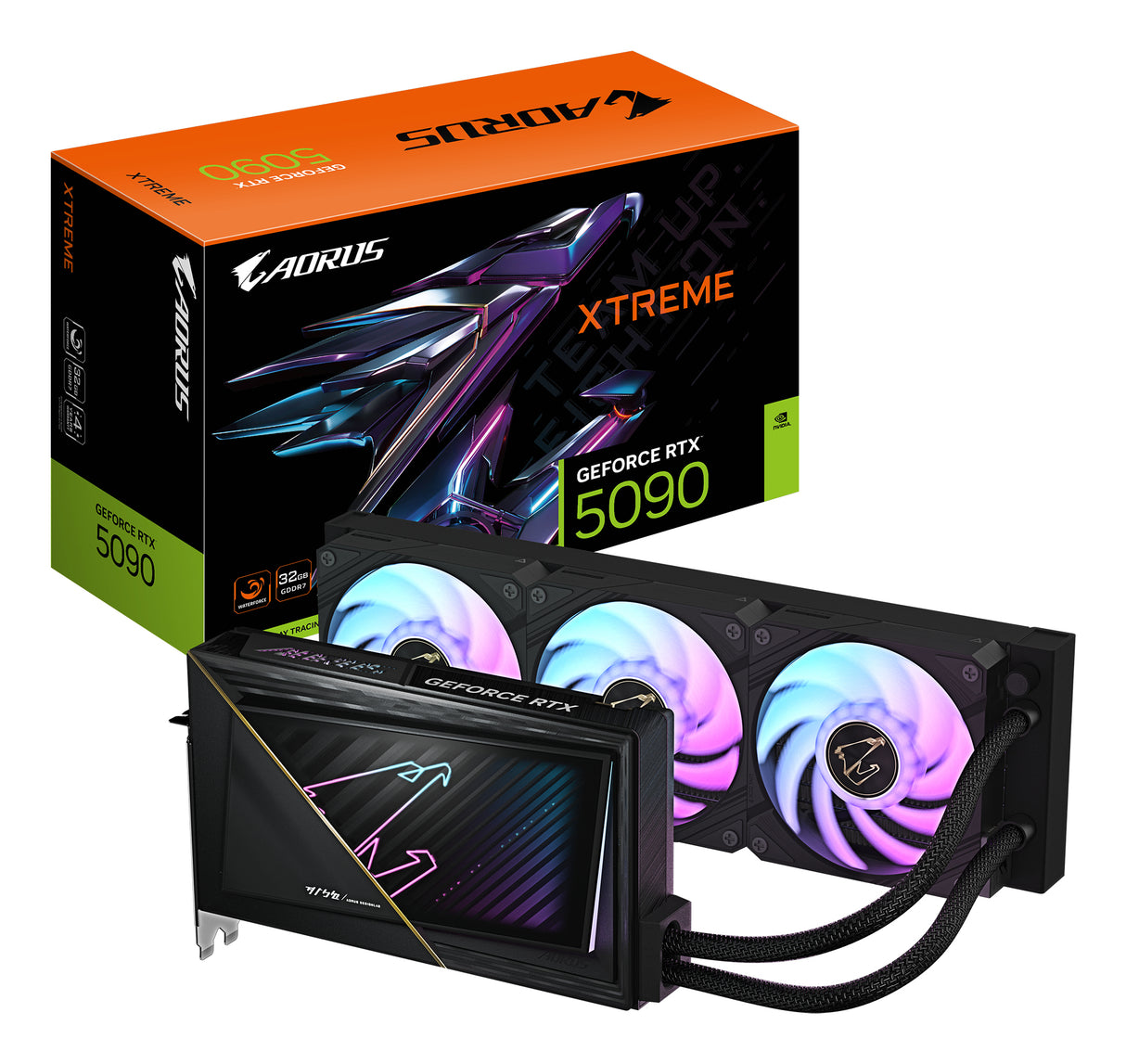 GIGABYTE AORUS GeForce RTX 5090 XTREME WATERFORCE 32G Tarjeta Gráfica - 32 GB GDDR7, 512 bits, PCI-E 5.0, 2655 MHz Frecuencia Base, 3 x DP 2.1a, 1 x HDMI 2.1b, NVIDIA DLSS 4, GV-N5090AORUSX W-32GD tarjetas gráficas Si 21760 NVIDIA GeForce RTX 5090