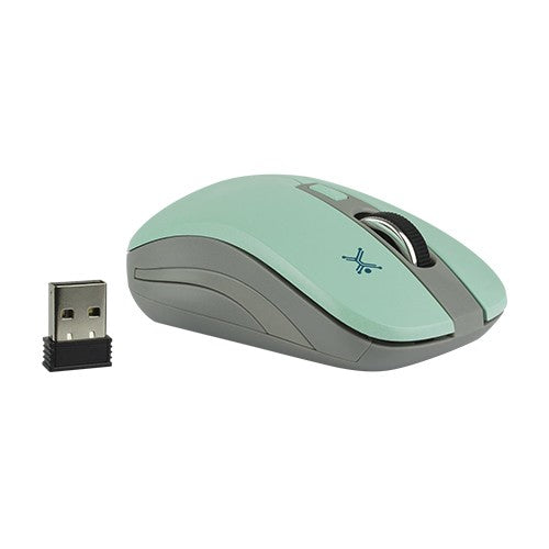Perfect Choice PC-044819 ratón Oficina Ambidiestro RF inalámbrico Óptico 1600 DPI, Gris, Turquesa