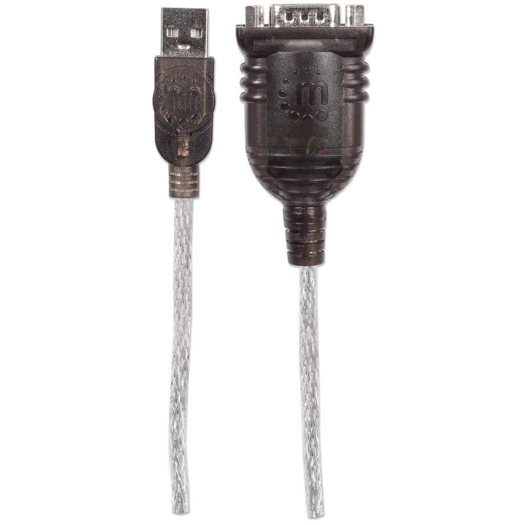 Manhattan Convertidor USB-A a serie (RS232/COM/DB9), 45 cm, macho a macho, chip Prolific PL-2303RA, negro/plata, 3 años de garantía, equivalente a ICUSB232V2 Cable Negro, Transparente 0,45 m USB A Serial/COM/RS232/DB9