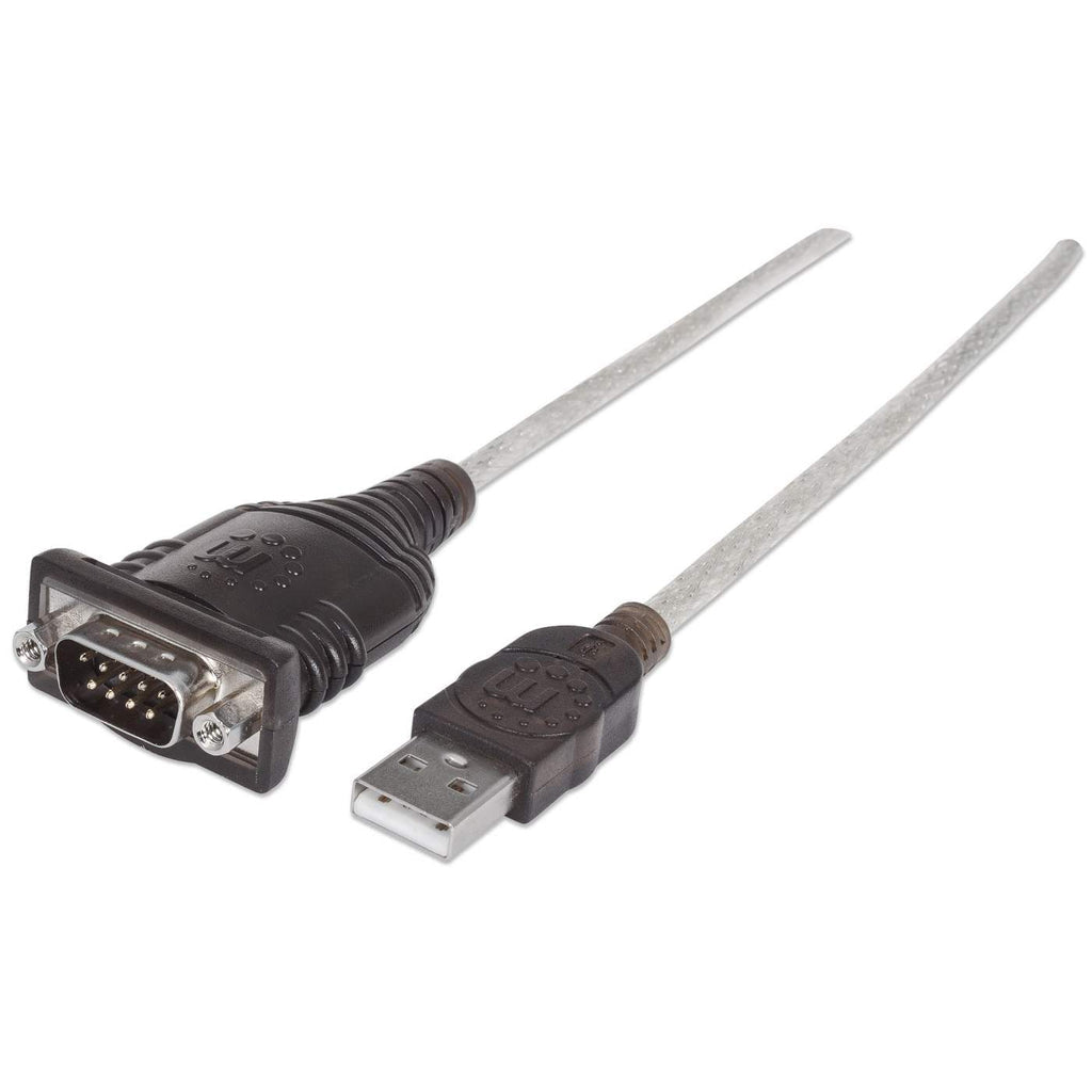 Manhattan Convertidor USB-A a serie (RS232/COM/DB9), 45 cm, macho a macho, chip Prolific PL-2303RA, negro/plata, 3 años de garantía, equivalente a ICUSB232V2 Cable Negro, Transparente 0,45 m USB A Serial/COM/RS232/DB9