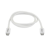 StarTech.com Cable Thunderbolt 3 Pasivo de 1m - 20Gbps - PD 100W - Vídeo 4K - Cable Thunderbolt - Certificado Thunderbolt - Compatible con USB4 / Modo Alt DP - Thunderbolt 4 - USB 3.2 - USB-C - Blanco Cable Masculino Masculino 1 m 20 Gbit/s