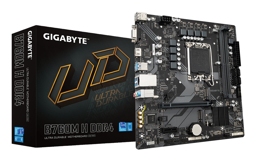 GIGABYTE B760M H DDR4 Placa base - Soporta CPUs Intel Core de 14ª generación, VRM digital de 6+1+1 fases, hasta 3200MHz DDR4 (OC), 2xPCIe 4.0 M.2, GbE LAN, USB 3.2 Gen1 placas base Intel LGA 1700 1 LGA 1700