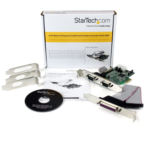 StarTech.com Tarjeta Adaptadora PCI Express de 2 Puertos Serie y 1 Paralelo RS232 UART 16550 Serial Tarjetas y adaptador