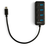 StarTech.com Hub Ladrón USB C de 4 Puertos - Concentrador USB Tipo C a 4 Puertos USB A con Interruptores Individuales de