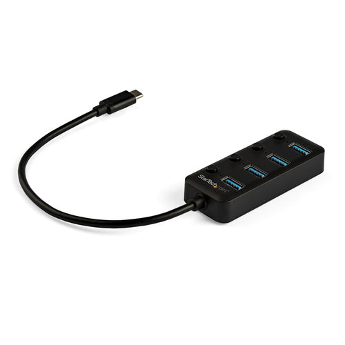 StarTech.com Hub Ladrón USB C de 4 Puertos - Concentrador USB Tipo C a 4 Puertos USB A con Interruptores Individuales de