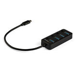 StarTech.com Hub Ladrón USB C de 4 Puertos - Concentrador USB Tipo C a 4 Puertos USB A con Interruptores Individuales de