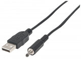 Manhattan 354196 cable de transmisión Negro 1 m USB A Barrel type H