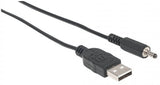 Manhattan 354196 cable de alimentación Negro 1 m USB A Barrel type H, MAN-354196