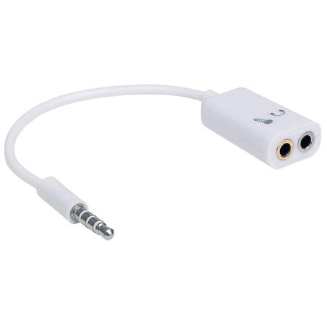 Manhattan Adaptador Audio Estéreo 3.5 mm 2 a1 para Micrófono Y Audífonos Cable 0,2 m 3,5mm Macho 2 x 3.5mm