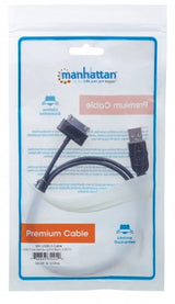 Manhattan 354240 cable de teléfono móvil Negro 1 m USB A Apple 30-pin