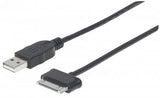 Manhattan 354240 cable de teléfono móvil Negro 1 m USB A Apple 30-pin