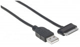 Manhattan 354240 cable de teléfono móvil Negro 1 m USB A Apple 30-pin