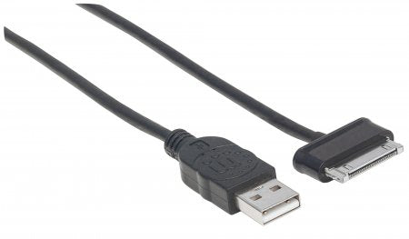 Manhattan 354240 cable de teléfono móvil Negro 1 m USB A Apple 30-pin, Macho, Macho