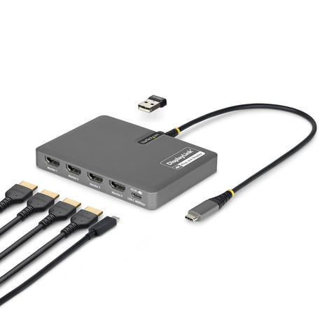 StarTech.com QUAD-USB-HDMI-ADAPT Bases para portátiles y replicadores de puertos Alámbrico USB 3.2 Gen 1 (3.1 Gen 1) Typ