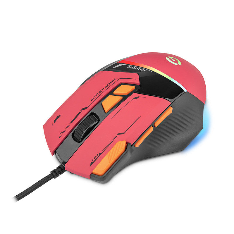 Getttech GPM-RGBWR-G1-RD ratón Juego Diestro USB tipo A 7200 DPI, Naranja, Rojo