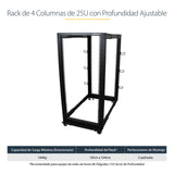 StarTech.com Rack 25U Móvil de Marco Abierto de 4 Columnas para Servidores - Rack de Cuatro Columnas 19 Pulgadas para Eq