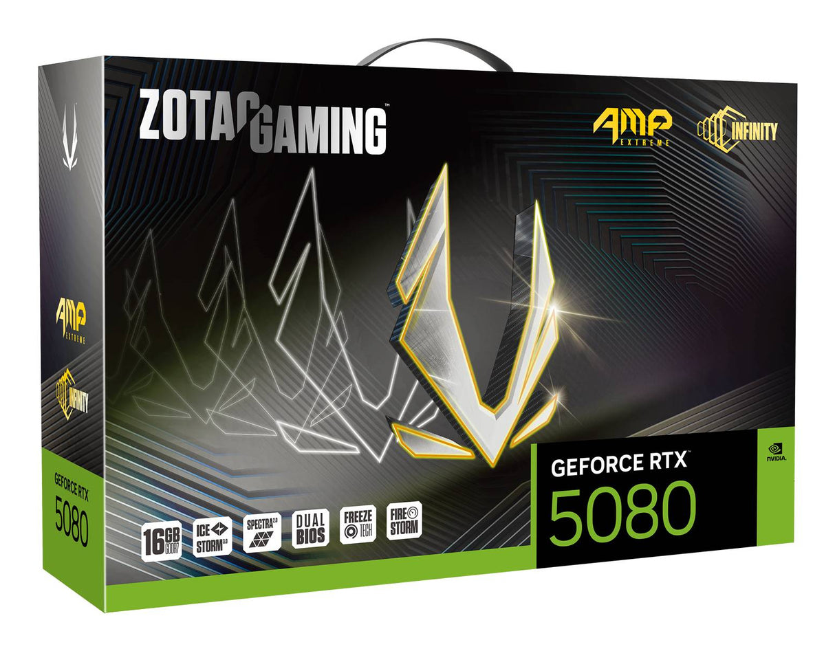Zotac GAMING GeForce RTX 5080 AMP Extreme INFINITY NVIDIA 16 GB GDDR7, 256 Bit, 7680 x 4320 Pixeles, PCI Express x16 5.0