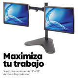 Manhattan Soporte doble de sobremesa para TV/monitores (Articulado), para pantallas de 10" a 27", montaje traseros tipo 
