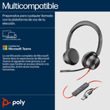 HP Poly Auriculares estéreo Poly Blackwire 8225 USB-C + Adaptador USB-C/A Auriculares Auriculares Diadema Oficina/Centro de llamadas Binaural