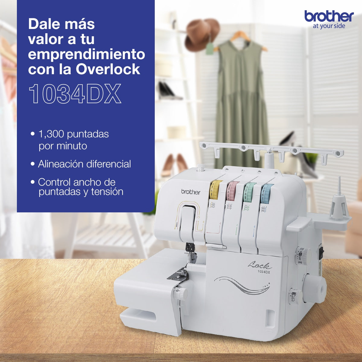 Brother 1034DX máquinas de coser Máquina de coser Overlock Overlock Si Si