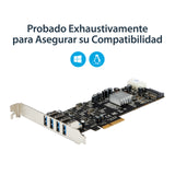 StarTech.com Adaptador Tarjeta PCI Express PCI-E 4 Puertos USB 3.0 UASP 2 Canales de 5Gbps con Alimentación Molex SATA T