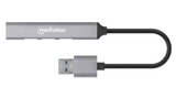 Manhattan Hub USB-A de 4 puertos, 4x USB-A (1x 5 Gbps USB 3.0 + 3x 480 Mbps USB 2.0), Alimentado por USB (no requiere alimentación externa), aluminio hubs de interfaz USB 3.2 Gen 1 (3.1 Gen 1) Type-A USB 2.0 3 1
