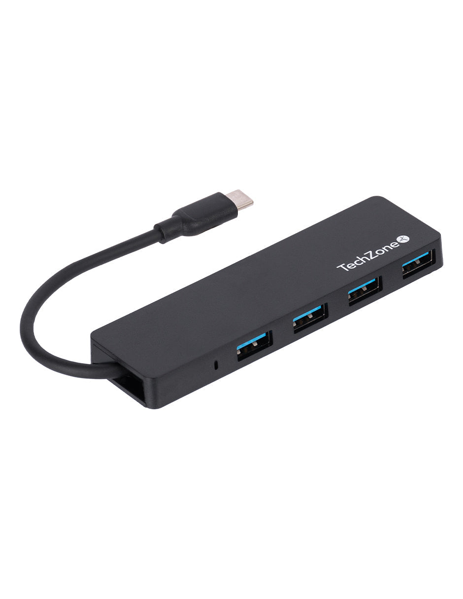TechZone Connect HUB 3.0 USB 3.2 Gen 1 (3.1 Gen 1) Type-C 500 Mbit/s Negro, Acrilonitrilo butadieno estireno (ABS)