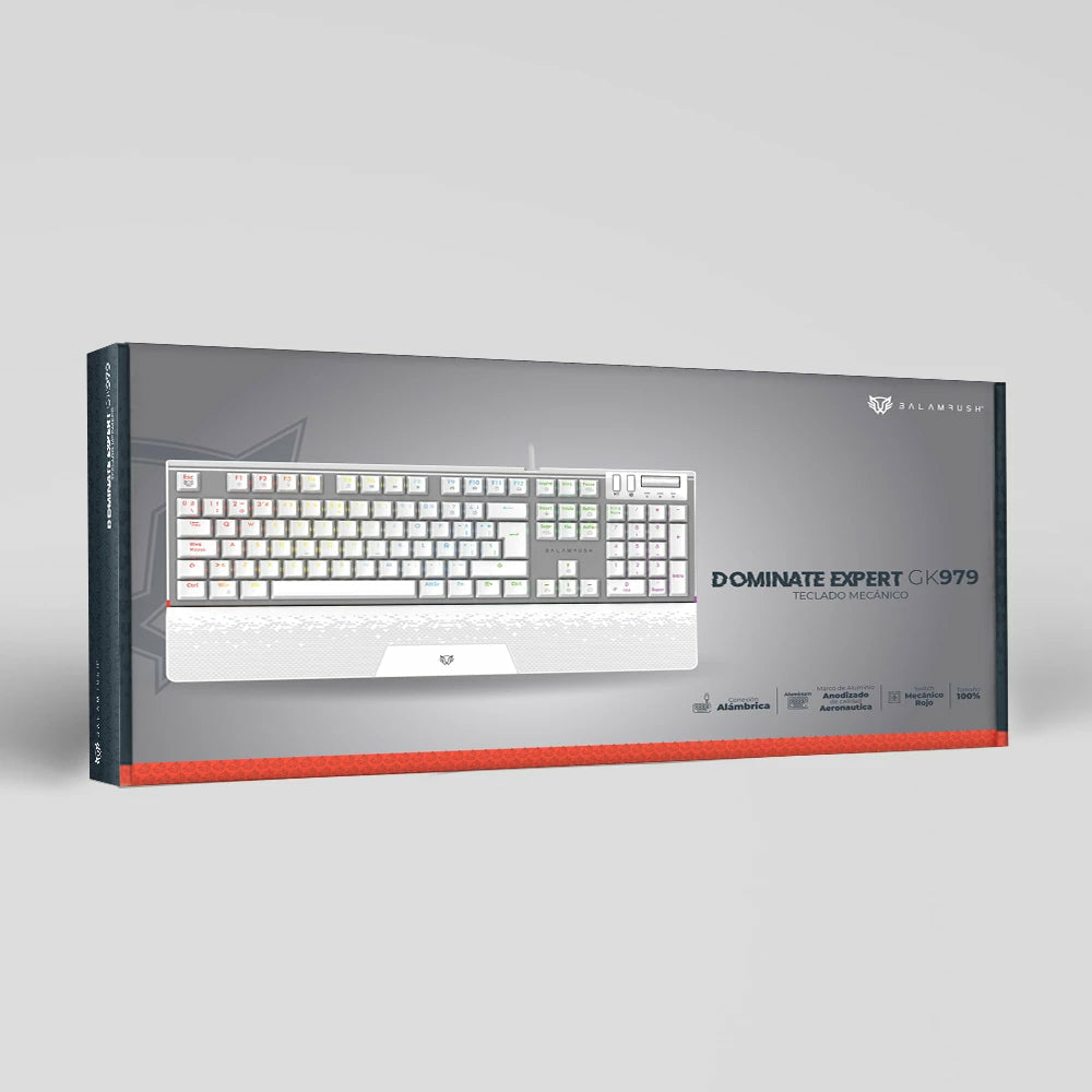 Balam Rush BR-936798 teclado Juego USB Blanco, Tamaño completo (100%), Alámbrico, Interruptor mecánico