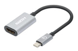 Manhattan Cable USB-C a HDMI, 4K@60Hz + USB 5 Gbps (USB 3.2 Gen1 / USB 3.0), 11 cm, macho a macho, negro/plata, 3 años de garantía Cable Derecho Derecho 0,11 m USB Tipo C