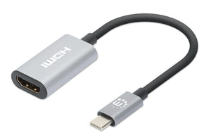 Manhattan Cable USB-C a HDMI, 4K@60Hz + USB 5 Gbps (USB 3.2 Gen1 / USB 3.0), 11 cm, macho a macho, negro/plata, 3 años de garantía Cable Derecho Derecho 0,11 m USB Tipo C