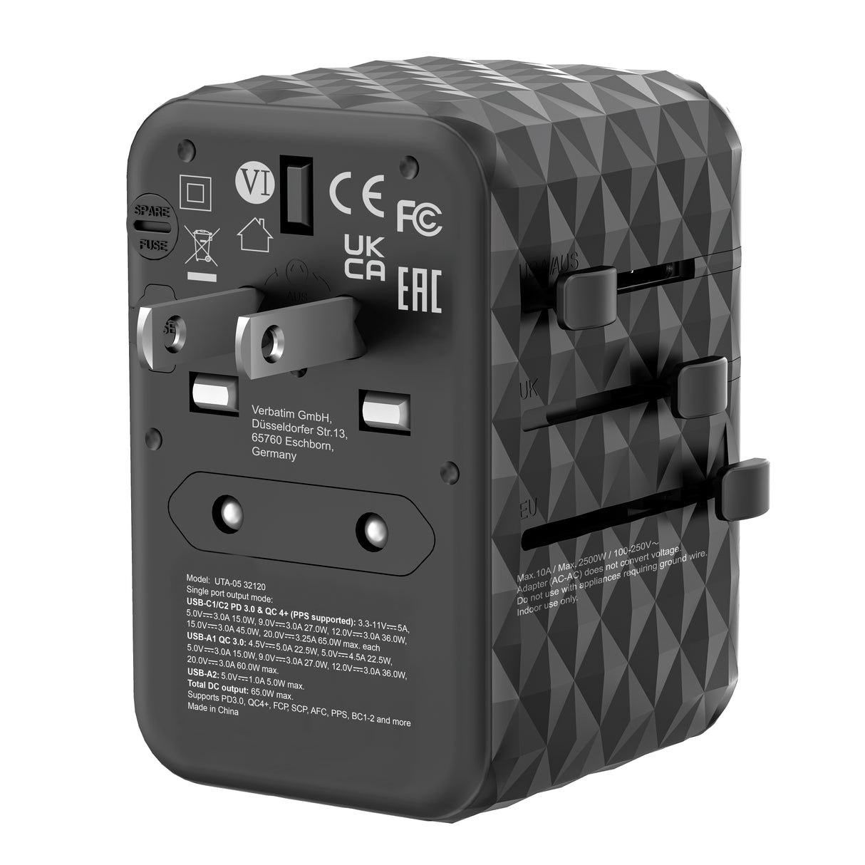 Adaptador Verbatim Universal de viaje UTA-05 GaN III 65 W