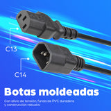 Manhattan Cable de alimentación C14 macho a C13 hembra, de monitor a CPU, 1,8 m, 10 A, negro, garantía de por vida Cable