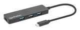 Manhattan Hub/dock USB-C, puertos (4): 4x USB-A, 5 Gbps (USB 3.0), Alimentado por USB (no requiere alimentación externa), equivalente a HB30CM4AB hubs de interfaz USB 3.2 Gen 1 (3.1 Gen 1) Type-C USB 3.2 Gen 1 (3.1 Gen 1) Type-A 4 4