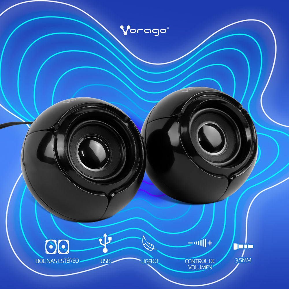 Vorago SPK-105 altavoz De 1 vía Negro Alámbrico 6 W, 2.0 canales, 200 - 20000 Hz