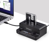 StarTech.com Clonador NVMe M.2 a SATA de 2.5/3.5 - Dock Duplicador Autónomo de 2 Bahías para SSD - Bidireccional NVMe a