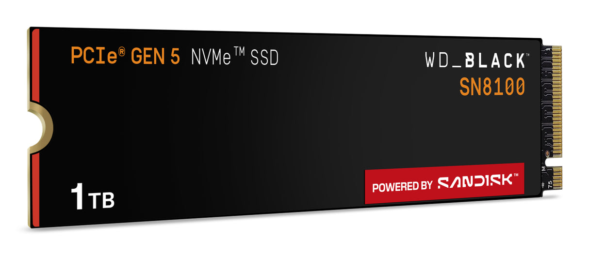 WD SSD Interno Black SN8100 1TB M.2 2280 NVMe PCIe Gen5, Lect. 14900MB/s, Escr. 11000MB/s